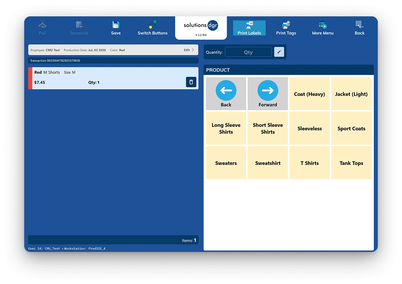 Before — the legacy Solutions POS tagging interface