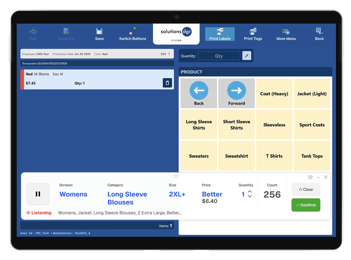Goodwill — voice-driven production tagging tool