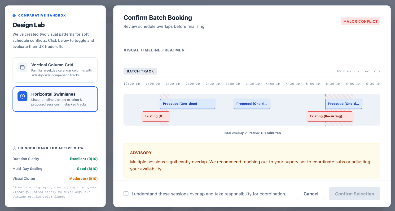 AI Studio exploration — conflict modal